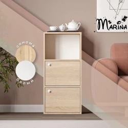 Тумба Marina 3563_M25Mod3Son, ЛДСП, 90x30x42 см, белая/коричневая Тумба Marina 3563_M25Mod3Son, ЛДСП, 90x30x42 см, белая/коричневая