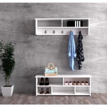 Dəhliz üçün rəf ilə ayaqqabı şkafı Ev Plus 12115765, 120x41x29/120x35x19 sm, ağ