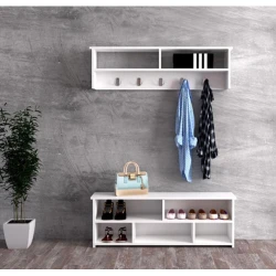 Тумба для обуви с полкой для прихожей Ev Plus 12115765, 120x41x29/120x35x19 см, белый Тумба для обуви с полкой для прихожей Ev Plus 12115765, 120x41x29/120x35x19 см, белый