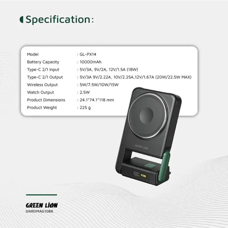 Внешний аккумулятор Green Lion Rotex MagSafe 10000 mAh Black Внешний аккумулятор Green Lion Rotex MagSafe 10000 mAh Black