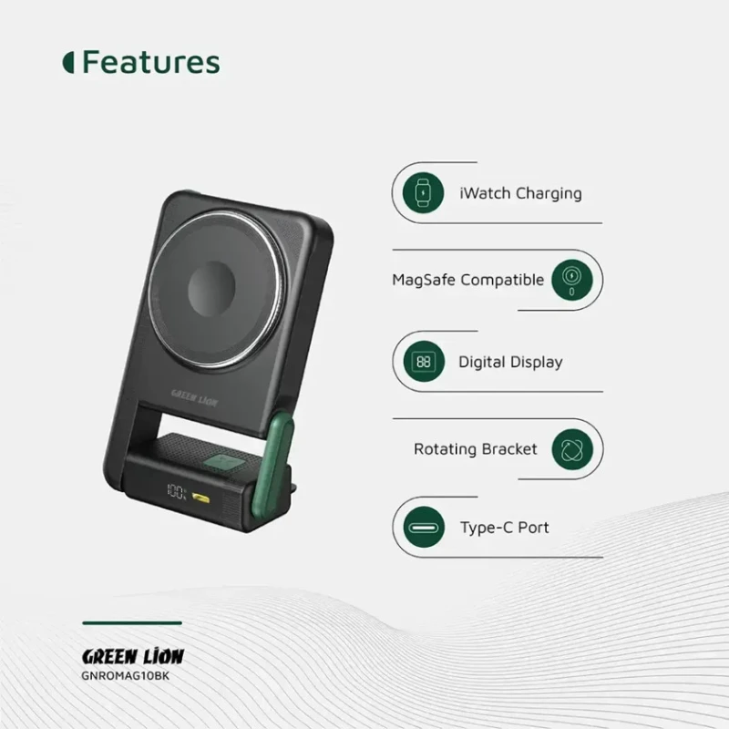 Внешний аккумулятор Green Lion Rotex MagSafe 10000 mAh Black Внешний аккумулятор Green Lion Rotex MagSafe 10000 mAh Black