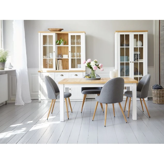 Обеденный стол JYSK Markskel, меламин/ДСП/дерево, коричневый/белый, 90x150/193x75 см Обеденный стол JYSK Markskel, меламин/ДСП/дерево, коричневый/белый, 90x150/193x75 см