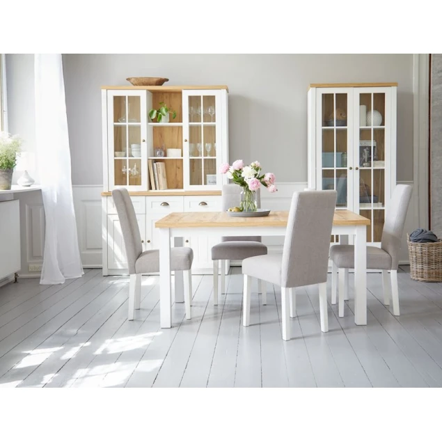 Обеденный стол JYSK Markskel, меламин/ДСП/дерево, коричневый/белый, 90x150/193x75 см Обеденный стол JYSK Markskel, меламин/ДСП/дерево, коричневый/белый, 90x150/193x75 см