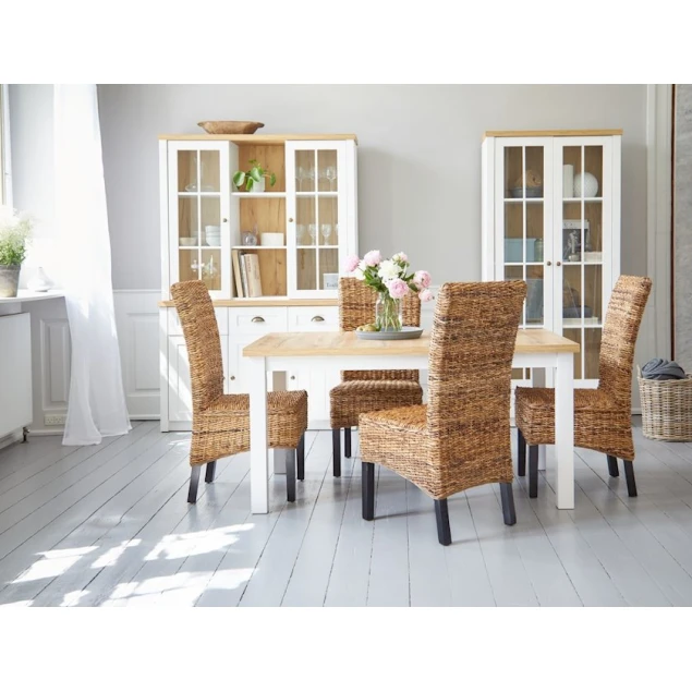 Обеденный стол JYSK Markskel, меламин/ДСП/дерево, коричневый/белый, 90x150/193x75 см Обеденный стол JYSK Markskel, меламин/ДСП/дерево, коричневый/белый, 90x150/193x75 см