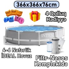 Hovuz Intex 6503TX26712Q4, karkas, boz, dairə, həcm 6503 l, 366x366x76 sm, filtr-nasoslu - 6503TX26712Q4