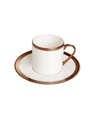 Qəhvə dəsti Porland Copper Line 04ALM005545, 90 ml, 12 parça, ağ