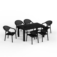 Bağ üçün mebel dəsti Florya Garden Antrasit, masa ölçüsü 90x150 sm, stul ölçüsü 45x58x56x84 sm - Florya Garden 017