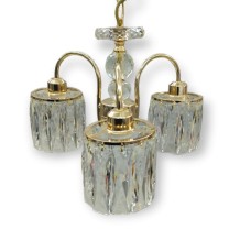 Asma çıraq, 3 lampa, qızılı, billur