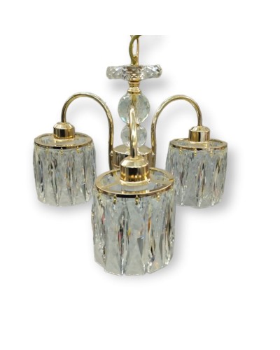 Asma çıraq, 3 lampa, qızılı, billur