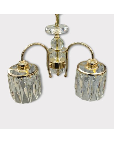 Asma çıraq, 3 lampa, qızılı, billur