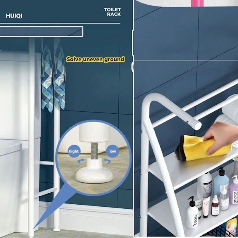 Etajerka AQ789ROL, metal, ağ, 68x18/25x163 sm