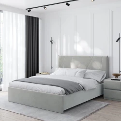 Двуспальная кровать Art_ikili_yataq 22, ламинат, серая, 200x200x120 см Двуспальная кровать Art_ikili_yataq 22, ламинат, серая, 200x200x120 см