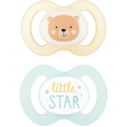 Набор пустышек Baby Nova симметричные, 6-18 месяцев, силикон, 2 шт, голубой/желтый Набор пустышек Baby Nova симметричные, 6-18 месяцев, силикон, 2 шт, голубой/желтый