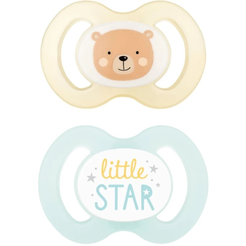 Набор пустышек Baby Nova симметричные, 6-18 месяцев, силикон, 2 шт, голубой/желтый Набор пустышек Baby Nova симметричные, 6-18 месяцев, силикон, 2 шт, голубой/желтый