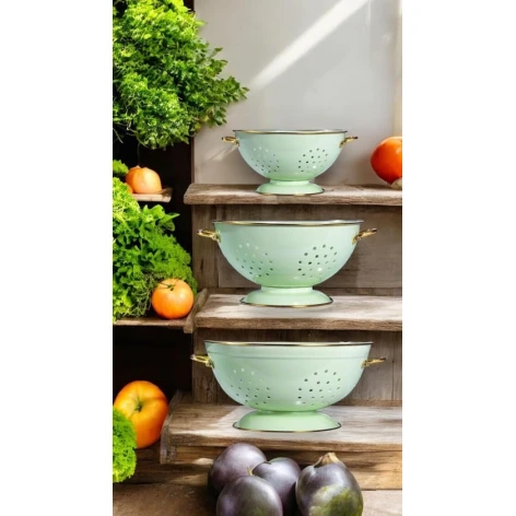 Набор дуршлагов Hartmann SHA-00004859, эмаль, зеленый, 16/23/28 см