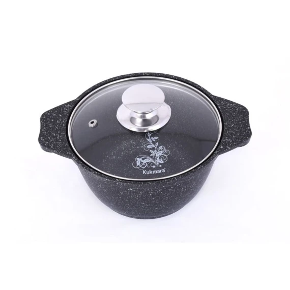 Кастрюля Kukmara Мраморная kmt12a, с крышкой, алюминий, черная, 18.5x10x21 см, 1 л Кастрюля Kukmara Мраморная kmt12a, с крышкой, алюминий, черная, 18.5x10x21 см, 1 л