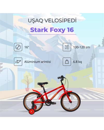 Velosiped Stark Foxy 16, qırmızı/sarı, 16
