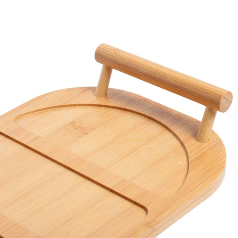 Менажница, керамика/бамбук, белый/коричневый, 19.5x31 см