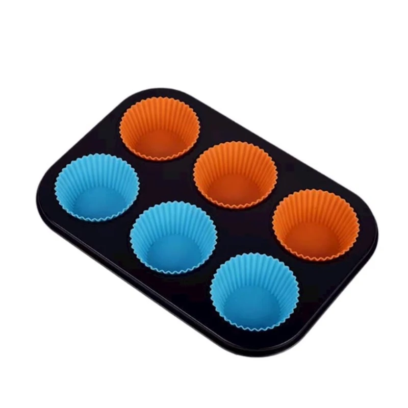 Keks üçün qəlib, 26.5x18.5 sm, silikon, mavi/narıncı, 6 əd