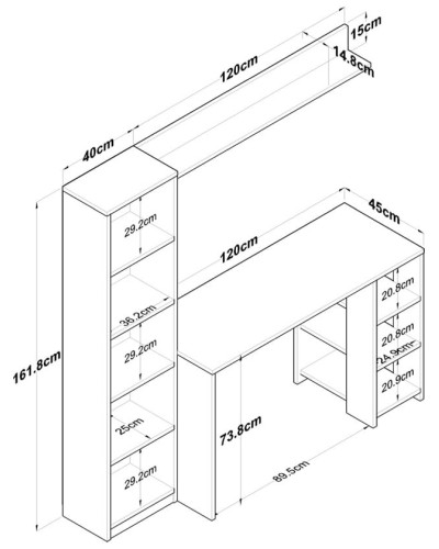 Kompüter masası Art Mebel Art_Komp_Masası 178, qəhvəyi/qara, 160x120x45 sm