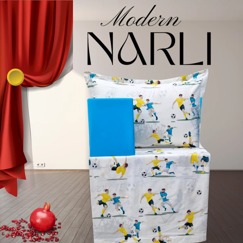 Комплект детского постельного белья Narlı 1037, пододеяльник 160x220 см, простыня 180x240 см, наволочка 50x70 см, односпальный, хлопок, белый/голубой Комплект детского постельного белья Narlı 1037, пододеяльник 160x220 см, простыня 180x240 см, наволочка 50x70 см, односпальный, хлопок, белый/голубой