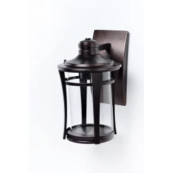 Klassik Qəhvəyi Divar Çırağı 27 sm, Metal Korpus və Şüşə Silindr, E27 Uyğunluğu