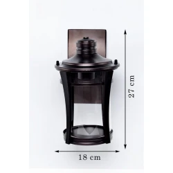 Klassik Qəhvəyi Divar Çırağı 27 sm, Metal Korpus və Şüşə Silindr, E27 Uyğunluğu