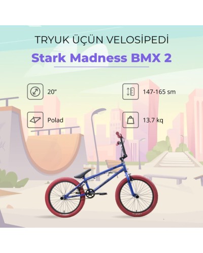 Velosiped Stark Madness BMX 2, göy/tünd qırmızı, 20