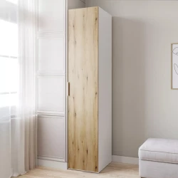 Шкаф Art Mebel 19, 210x60x45 см, ламинат, белый/коричневый