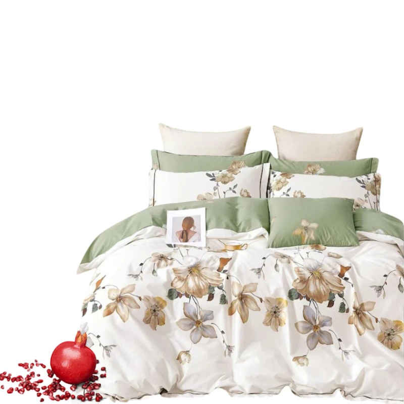 Комплект постельного белья Narlı 000936, пододеяльник 200x220 см, простыня 240x260 см, 2 наволочки 50x70 см, двуспальный, хлопок/сатин, разноцветный