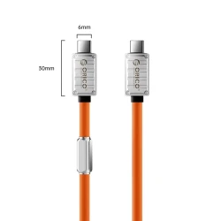 Кабель USB ORICO-240B1-10-OR-BP Type-C PD 240W, 480Mbps, 48V/5A, Liquid Silicone + Zinc Alloy, 1 м