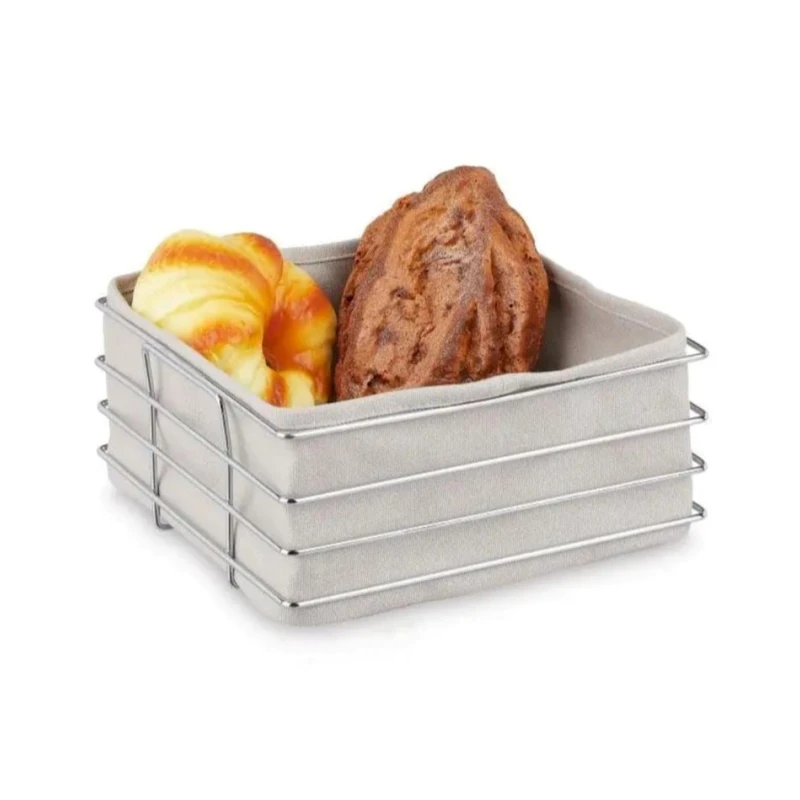 Çörək qabı MH698823, 23x23x10.5 sm, paslanmayan metal, boz/bej