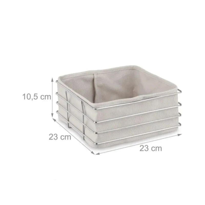 Çörək qabı MH698823, 23x23x10.5 sm, paslanmayan metal, boz/bej