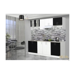 Кухонный гарнитур Dilək, 240x220x60 см, ламинат, черный/белый Кухонный гарнитур Dilək, 240x220x60 см, ламинат, черный/белый