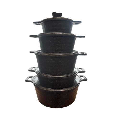 Qazan dəsti GR-7, qara, 5 parça