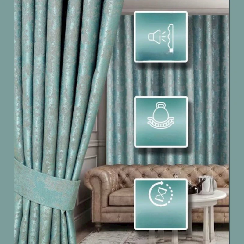 Комплект штор Premium Home PH-100007, 150x295 см, полиэстер, бирюзовый Комплект штор Premium Home PH-100007, 150x295 см, полиэстер, бирюзовый