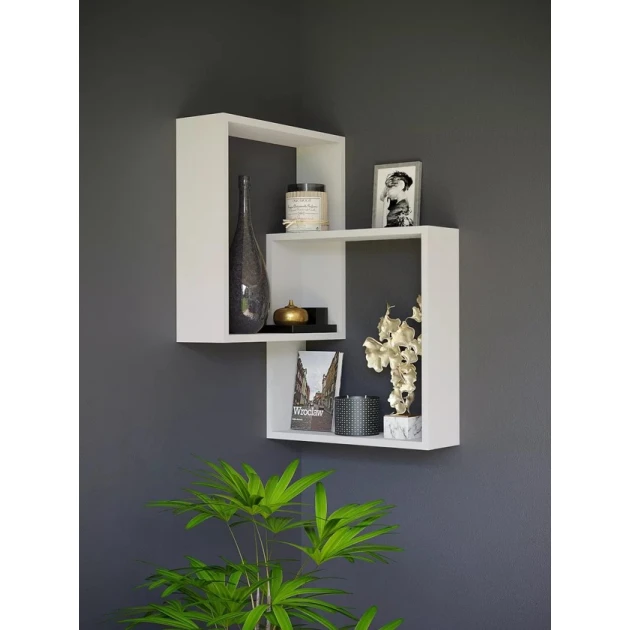 Настенная полка Art Mebel 158, ламинат, 72х52х18 см, кремовая