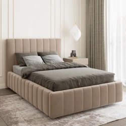 Двуспальная кровать Art_ikili_yataq (200) 39, ламинат, бежевая, 200x200x120 см