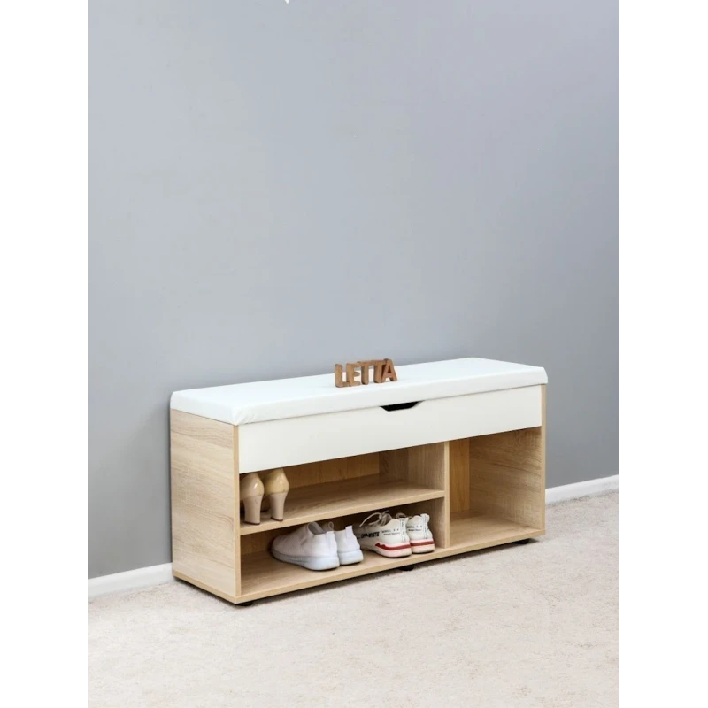 Тумба для обуви Letta, 105х32х51 см, ЛДСП, бежевая Тумба для обуви Letta, 105х32х51 см, ЛДСП, бежевая