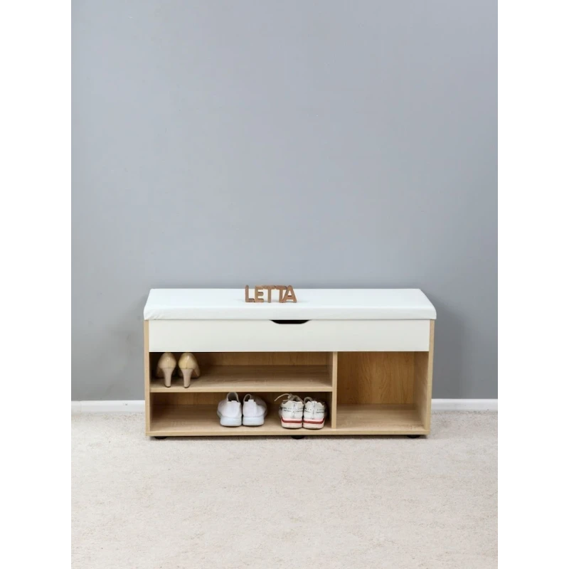 Тумба для обуви Letta, 105х32х51 см, ЛДСП, бежевая Тумба для обуви Letta, 105х32х51 см, ЛДСП, бежевая