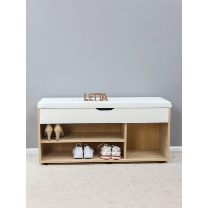 Тумба для обуви Letta, 105х32х51 см, ЛДСП, бежевая Тумба для обуви Letta, 105х32х51 см, ЛДСП, бежевая