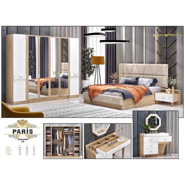 Yataq otağı dəsti Paris 2, bej/ağ