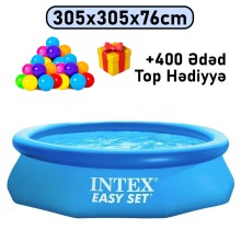 Şişmə hovuz Intex, dairəvi, 305x76 sm, həcm 3853 l, mavi - 3853TX28120T400