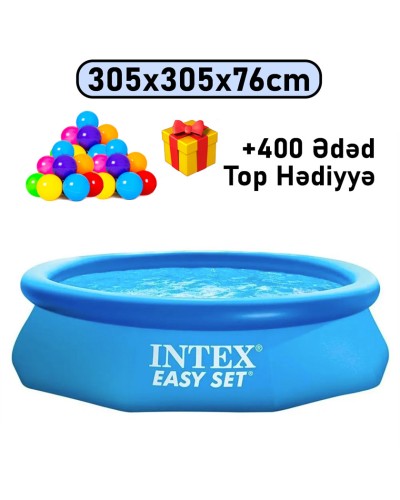 Şişmə hovuz Intex, dairəvi, 305x76 sm, həcm 3853 l, mavi - 3853TX28120T400