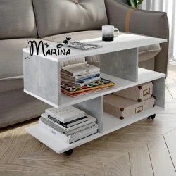 Журнальный стол Marina 3563_M25JurStWheelWhbet, ЛДСП, 55.3x35x90 см, белый/серый Журнальный стол Marina 3563_M25JurStWheelWhbet, ЛДСП, 55.3x35x90 см, белый/серый