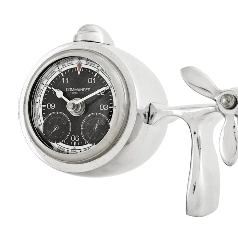 Настольные часы Eichholtz Commander, 46x9.5x14 см, алюминий, серебристый