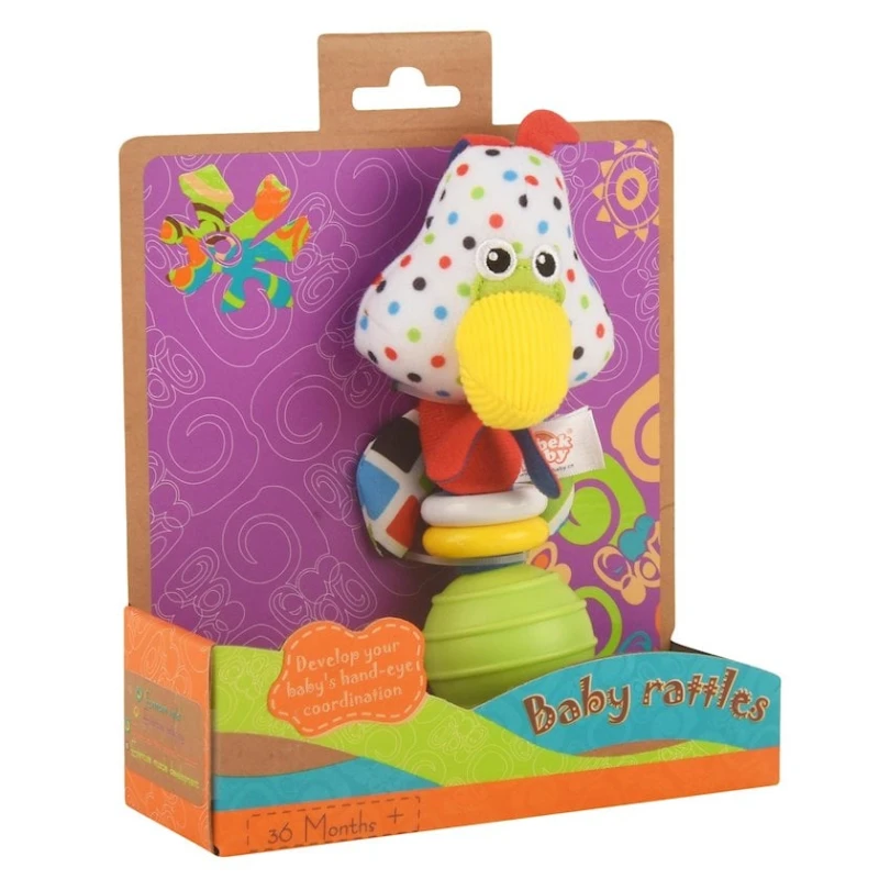 Yumşaq oyuncaq-çınqıldayan Jollybaby Quş, plastik/parça, 17x6.5x6 sm