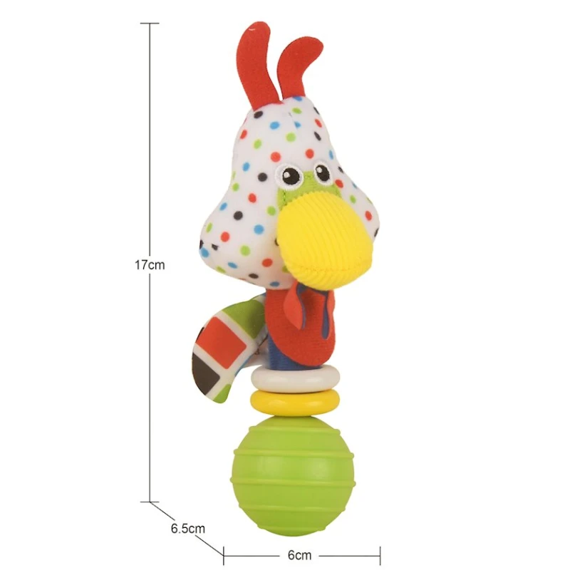 Yumşaq oyuncaq-çınqıldayan Jollybaby Quş, plastik/parça, 17x6.5x6 sm