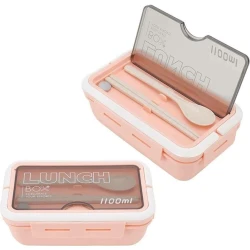Ланч-бокс lunch_100, пластик, 1100 мл, розовая Ланч-бокс lunch_100, пластик, 1100 мл, розовая