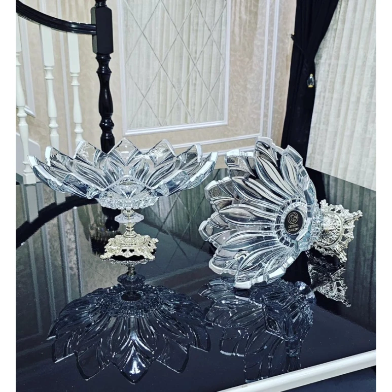 Конфетница Gallery Home GLR-106, прозрачная/серебристая, 25 см, 1 шт Конфетница Gallery Home GLR-106, прозрачная/серебристая, 25 см, 1 шт